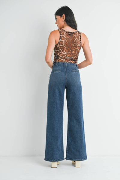 Denim Patch Pocket Wide Leg