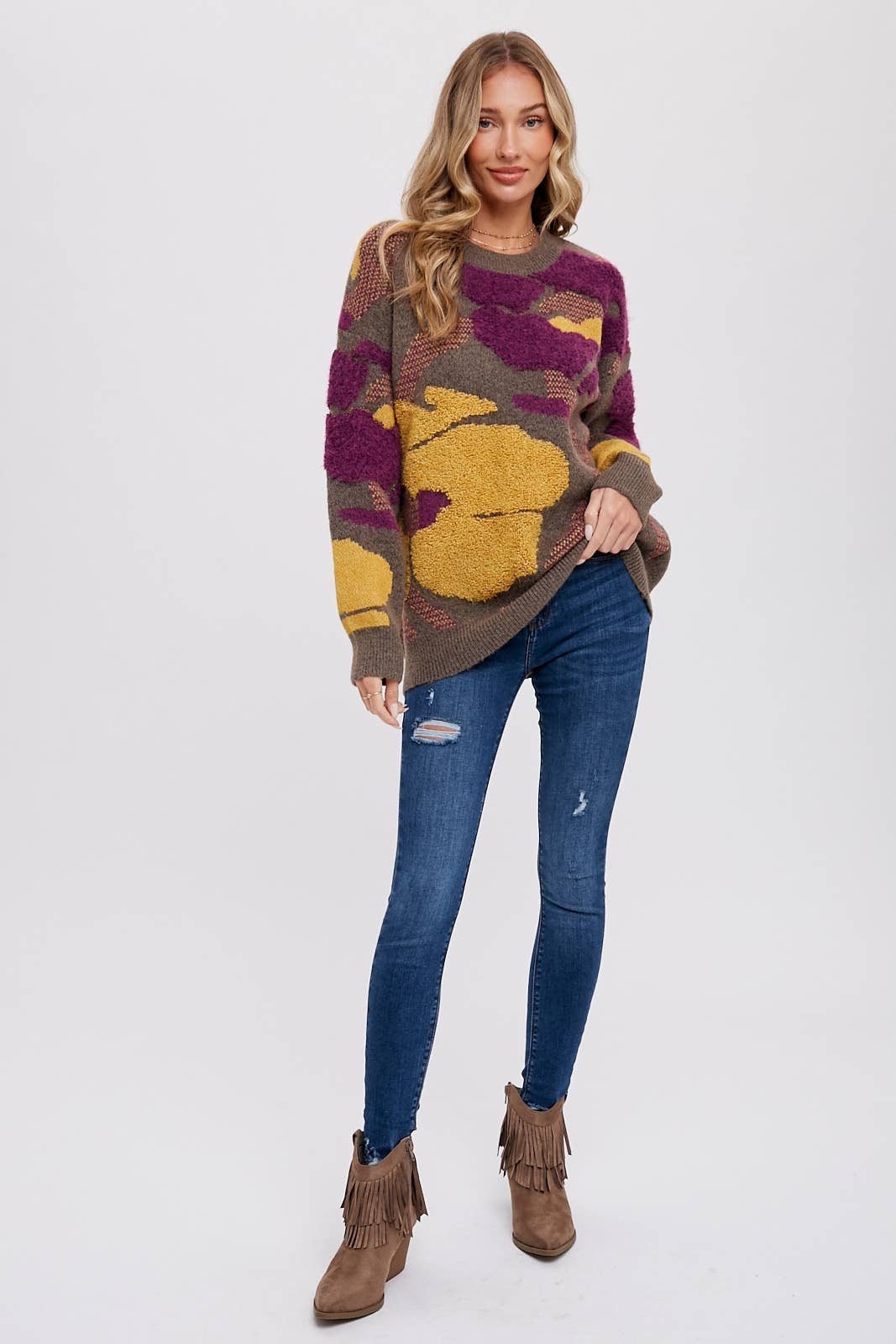 Boucle Floral Pullover