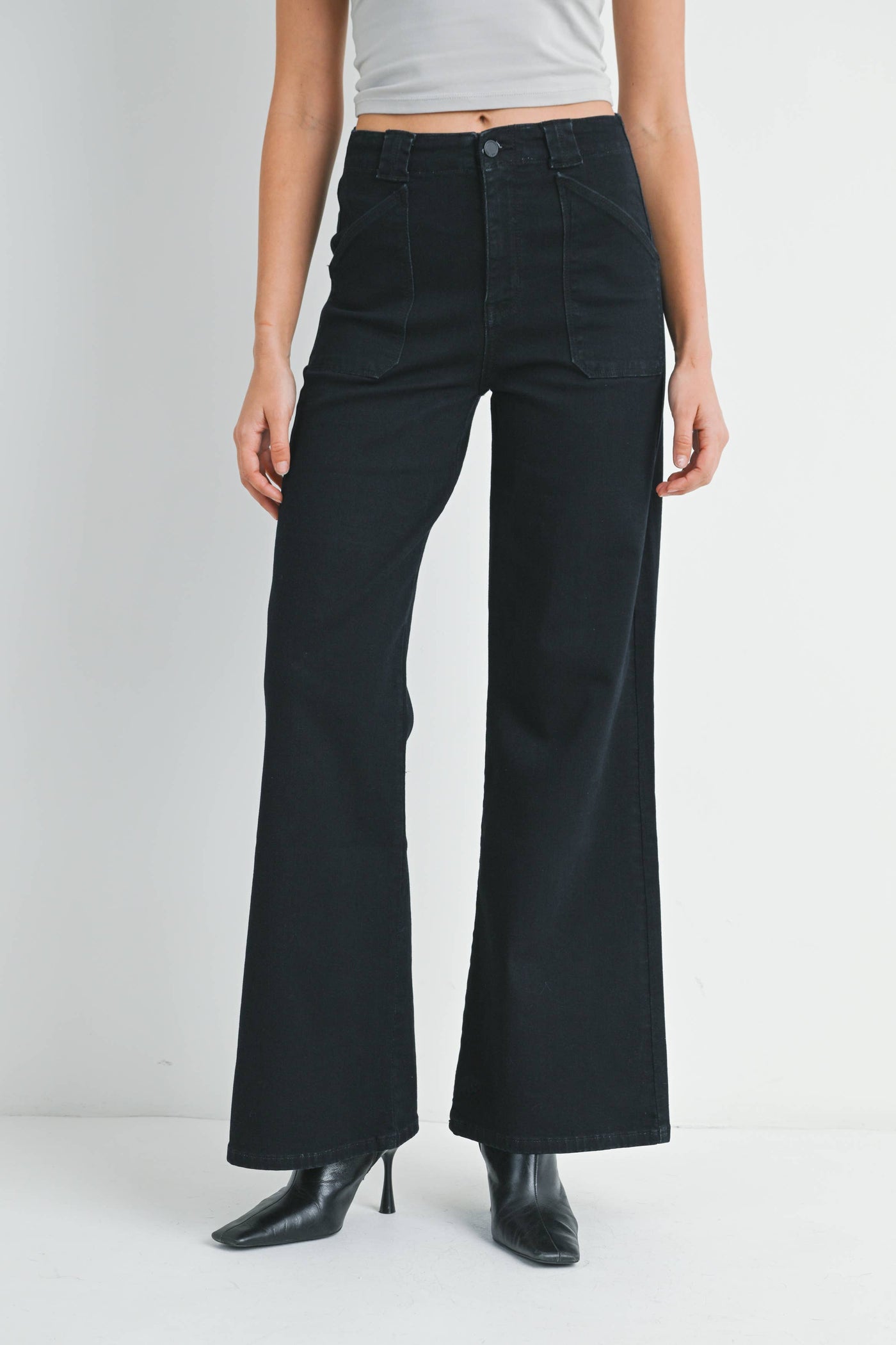 Patch Pocket Wide Leg Flare