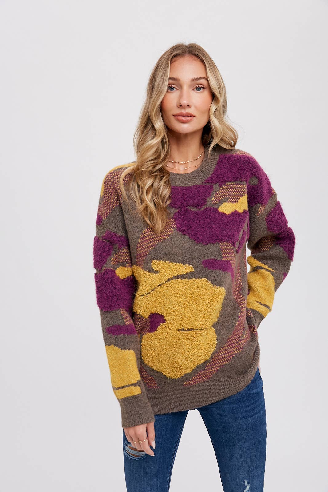 Boucle Floral Pullover