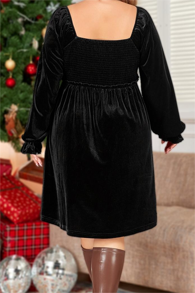 Plus Velvet Long Sleeve Dress