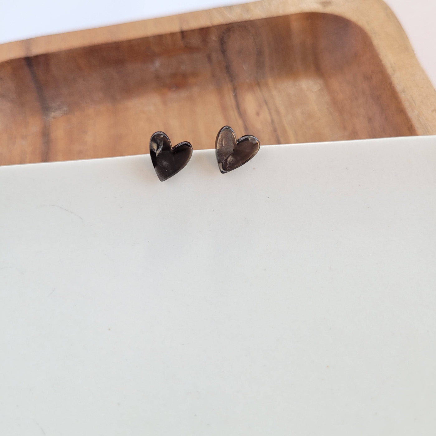 Hand Drawn Heart Studs - Black // Jewelry, Earrings, Gifts