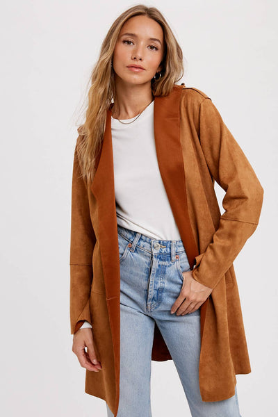 Suede-like Hooded Jacket in Coco