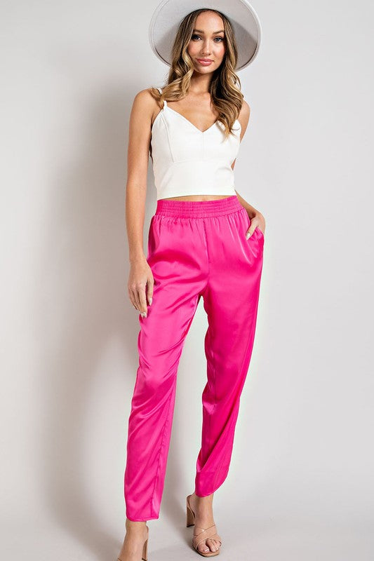 Scallop Hem Satin Pants