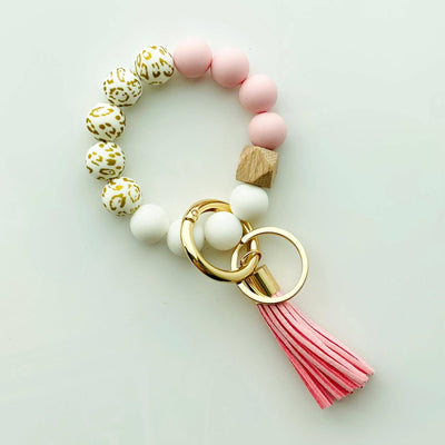 Beaded silicone keychain