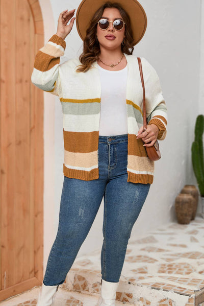 Striped Open Front Cardi