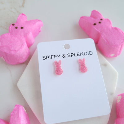 Glitter Bunny Studs - Pink