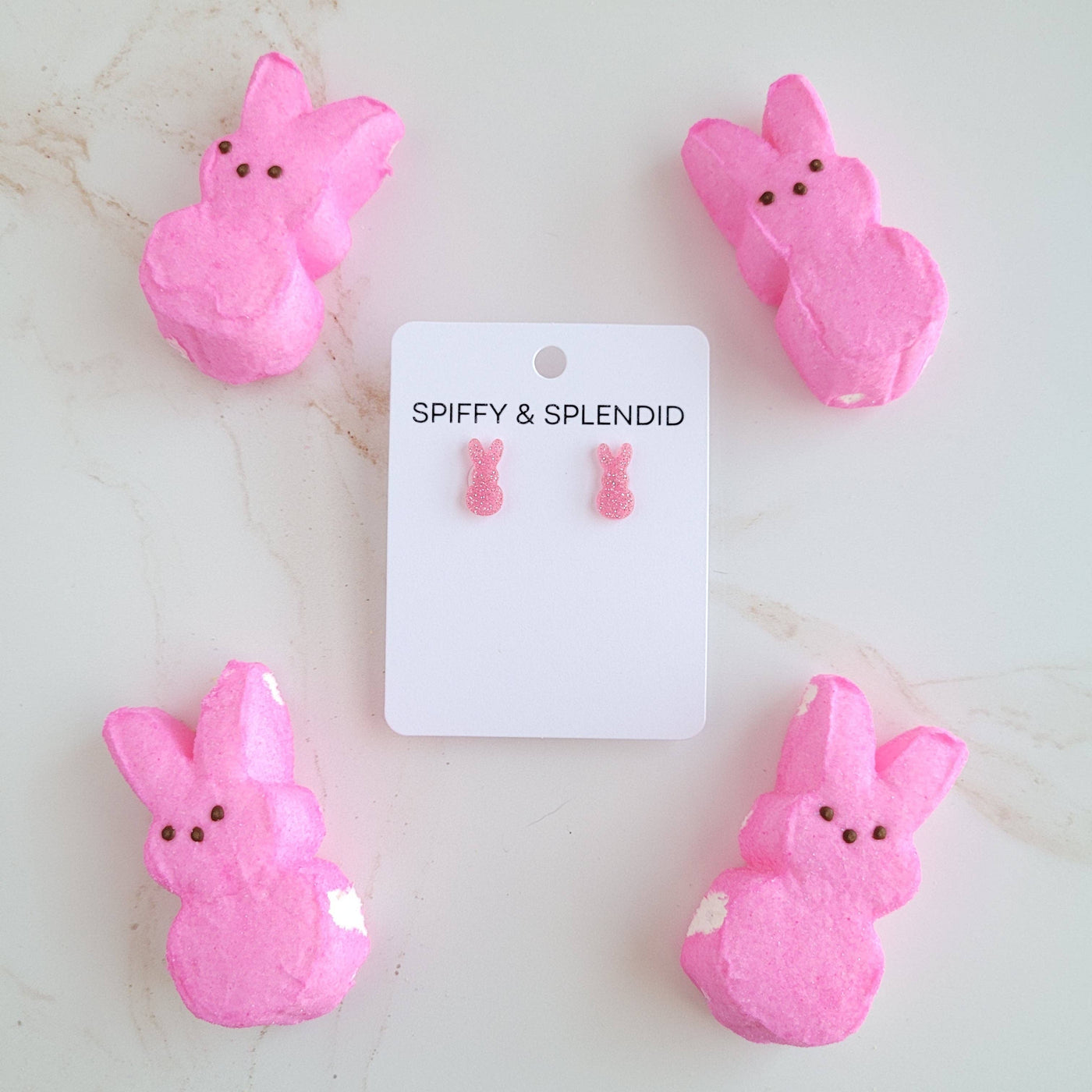 Glitter Bunny Studs - Pink