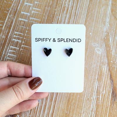 Hand Drawn Heart Studs - Black // Jewelry, Earrings, Gifts