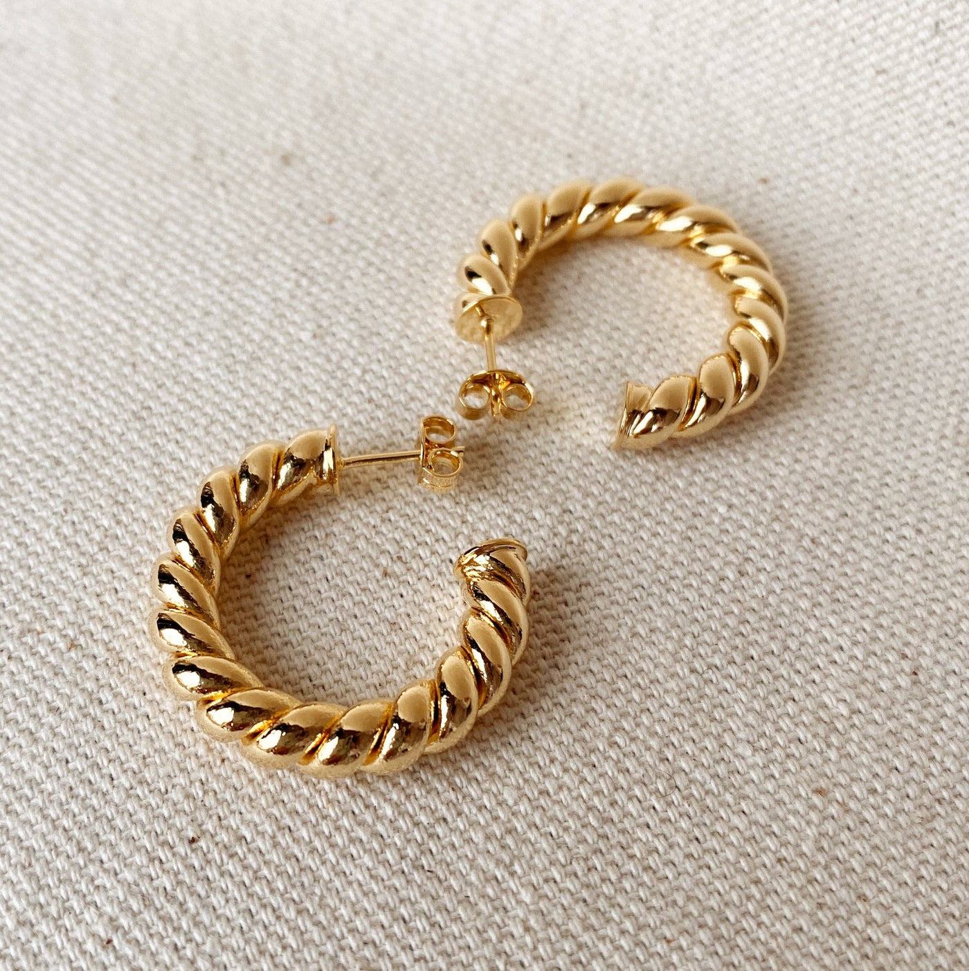 18K filled Croissant Twist Hoops