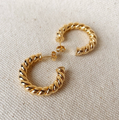 18K filled Croissant Twist Hoops