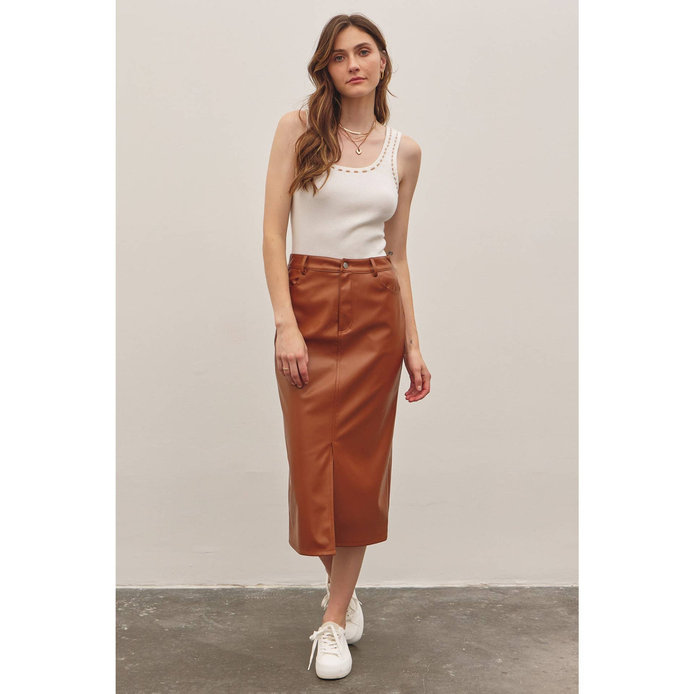 Stretch Leather Skirt