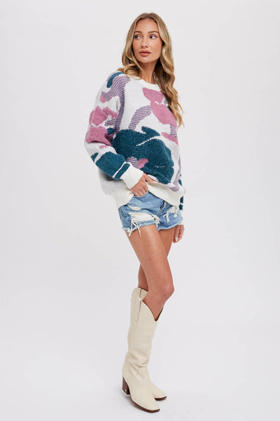 Boucle Floral Pullover