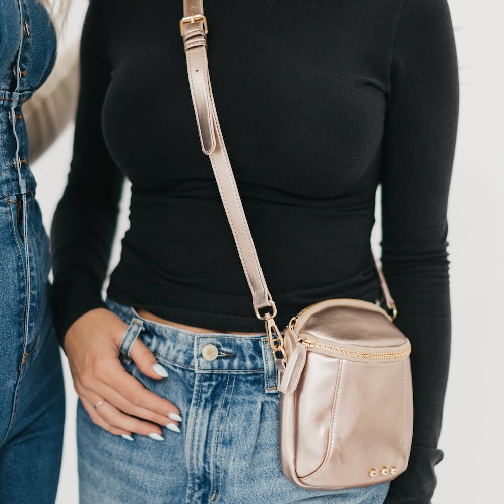 Ellie Crossbody Bag *AS SEEN IN ANTHROPOLOGIE*: Metallic Gunmetal Gray