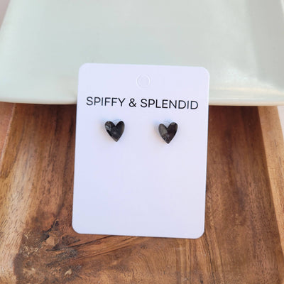 Hand Drawn Heart Studs - Black // Jewelry, Earrings, Gifts