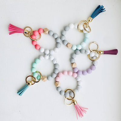 Beaded silicone keychain