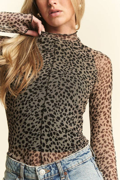 Mesh Leopard Top