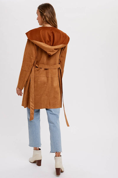 Suede-like Hooded Jacket in Coco