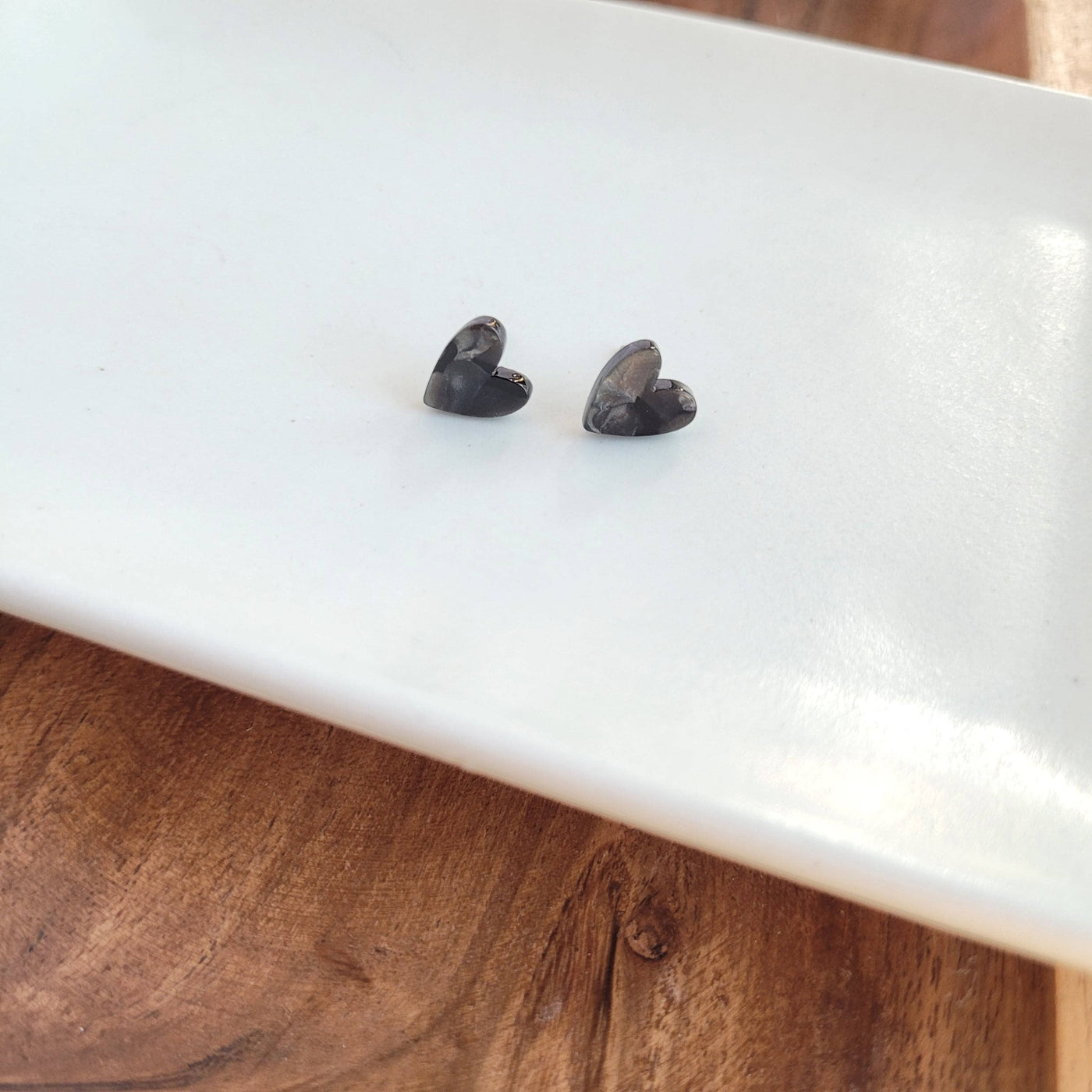 Hand Drawn Heart Studs - Black // Jewelry, Earrings, Gifts