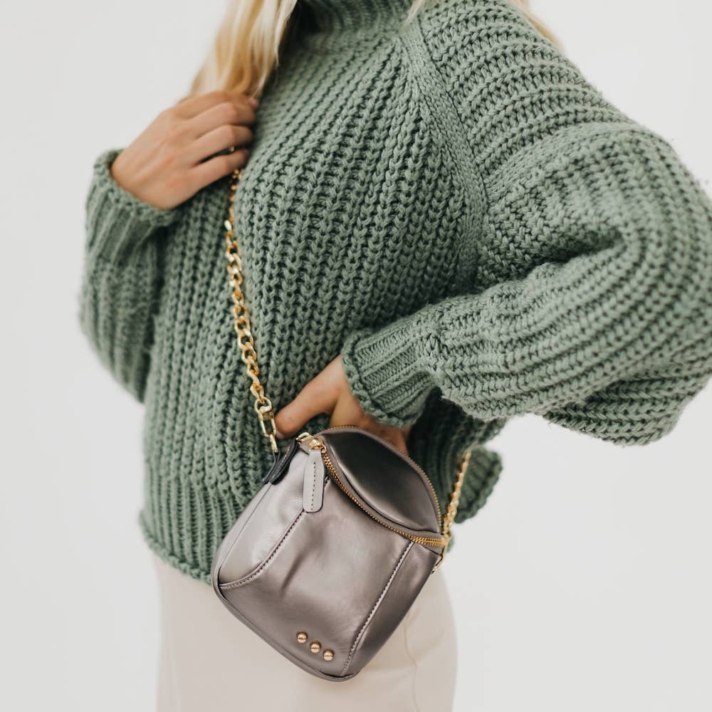 Ellie Crossbody Bag *AS SEEN IN ANTHROPOLOGIE*: Metallic Gunmetal Gray