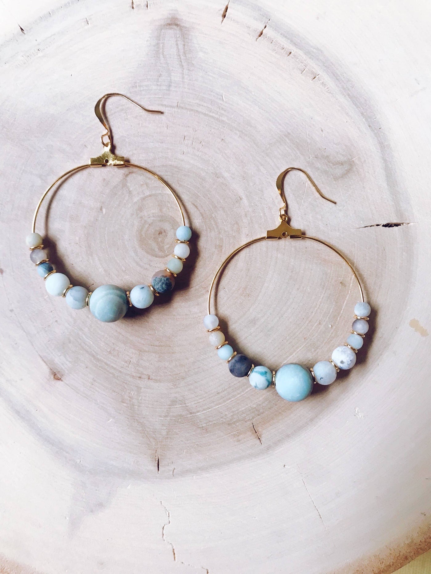 Missy Gemstone Hoop Collection: Bamboo Agate