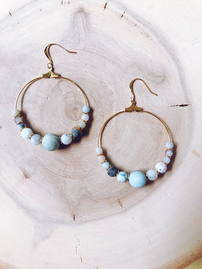 Missy Gemstone Hoop Collection: Bamboo Agate