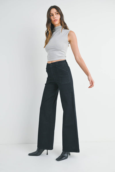 Patch Pocket Wide Leg Flare