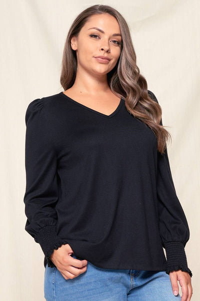 Puff Sleeve V-Neck