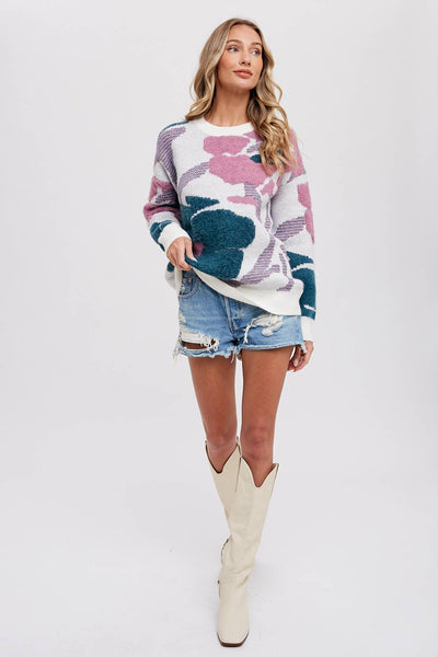 Boucle Floral Pullover