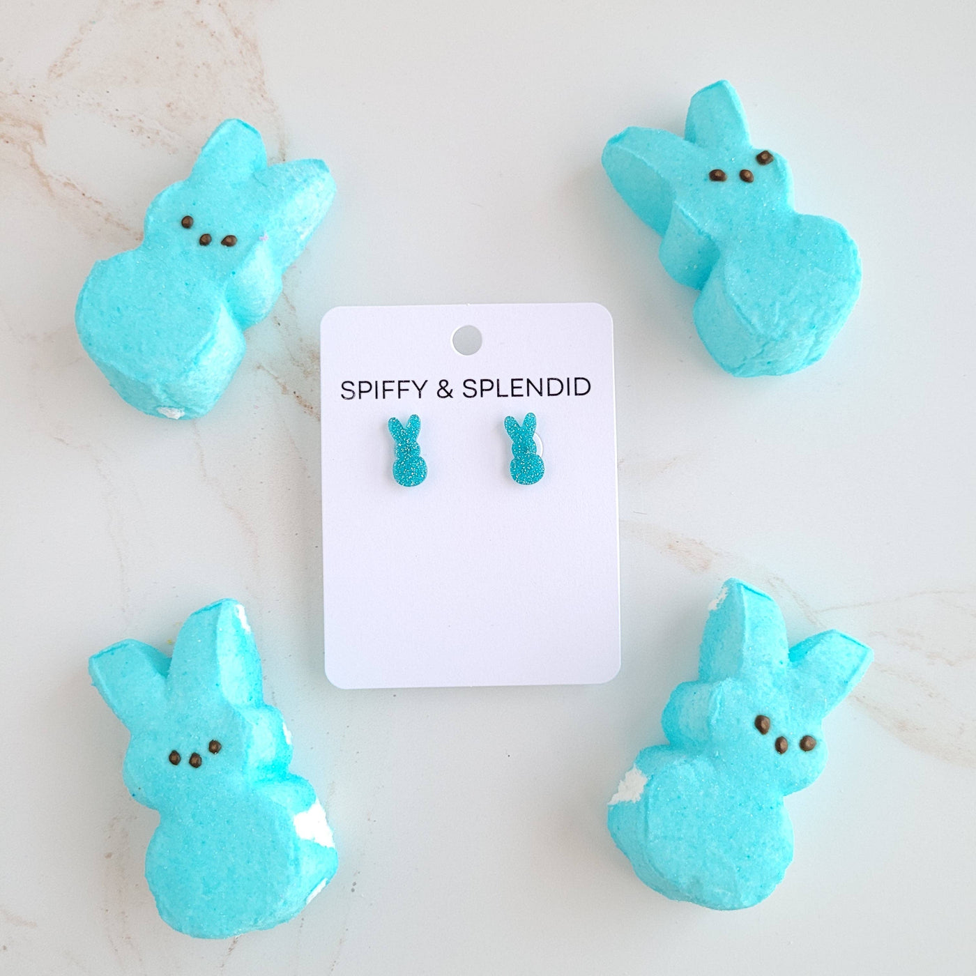 Glitter Bunny Studs - Blue