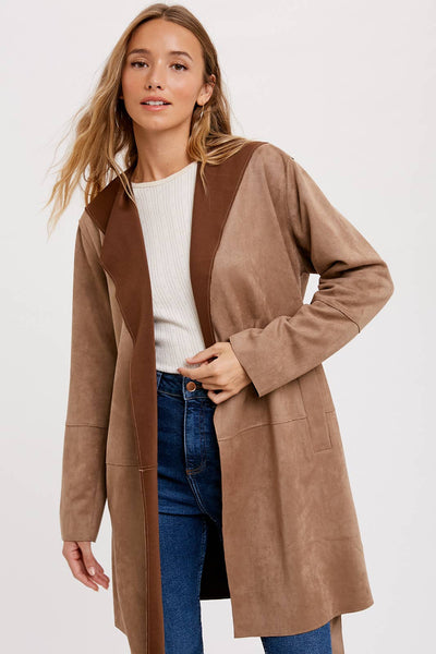 Suede-like Hooded Jacket in Coco