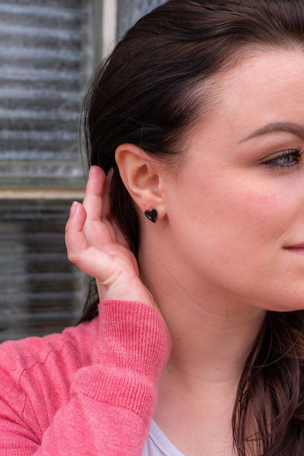 Hand Drawn Heart Studs - Black // Jewelry, Earrings, Gifts