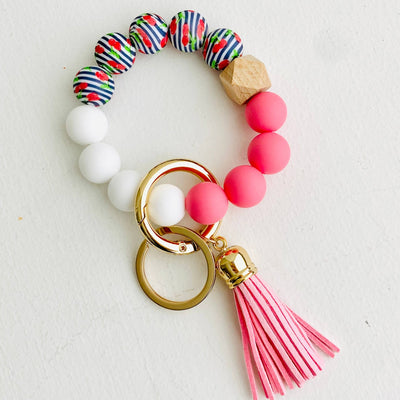 Beaded silicone keychain