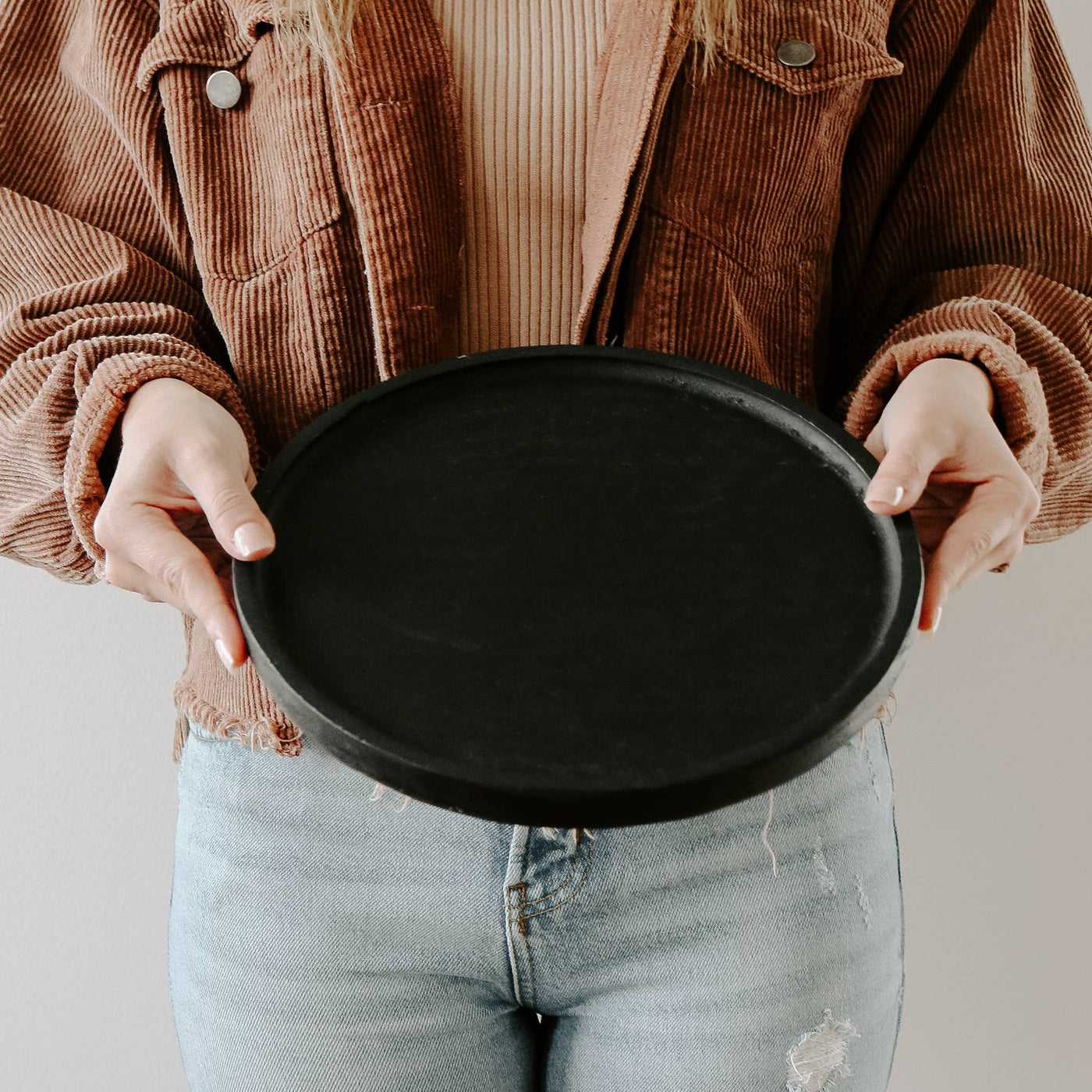 Large Round Wood Tray