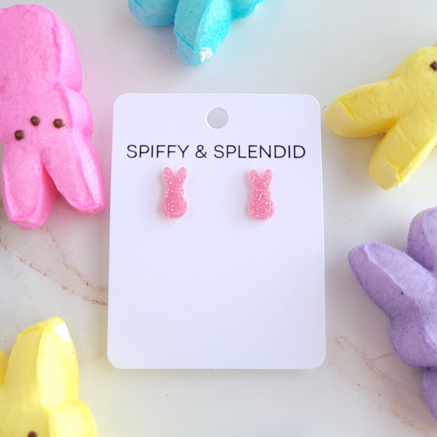 Glitter Bunny Studs - Pink