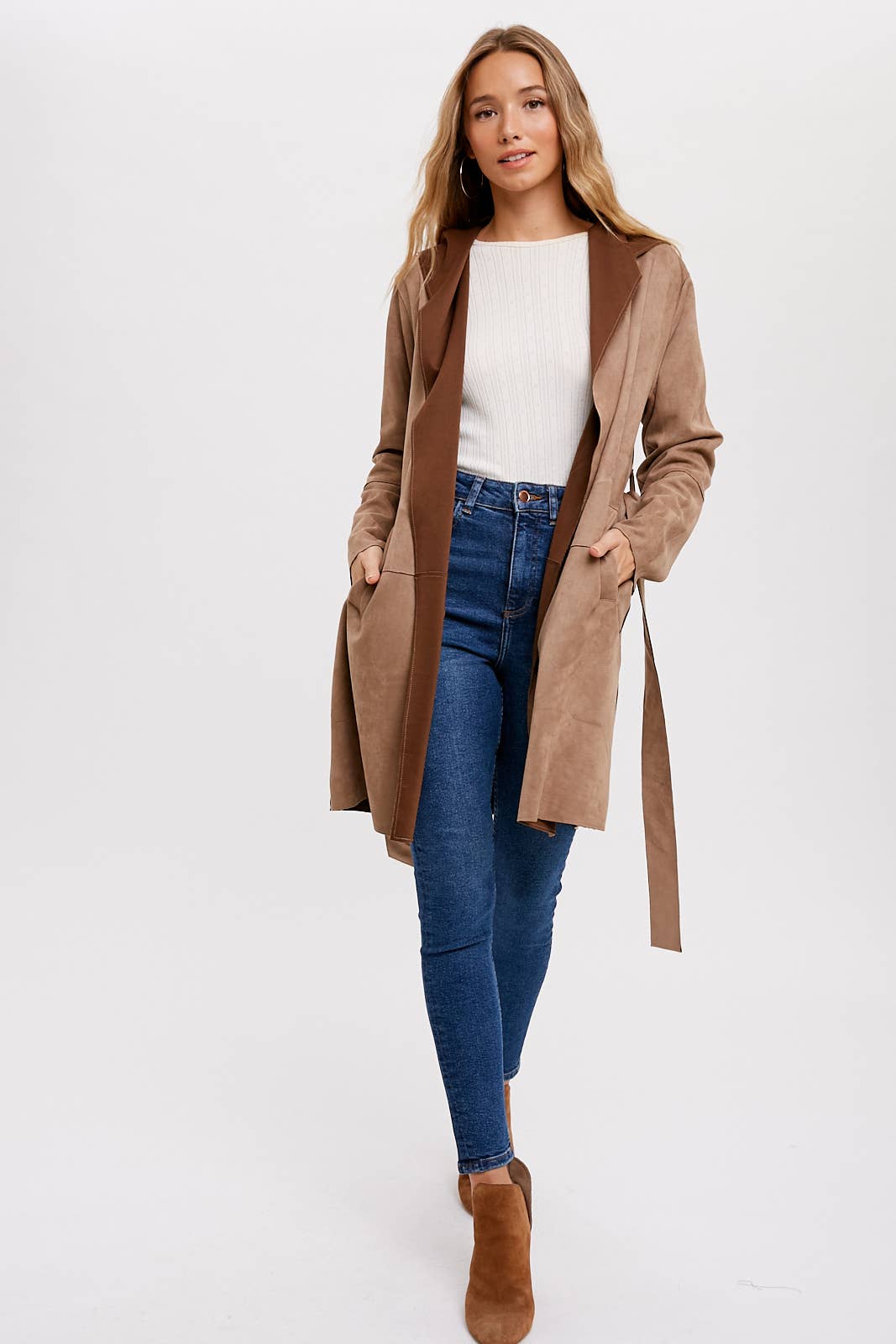 Suede-like Hooded Jacket in Coco