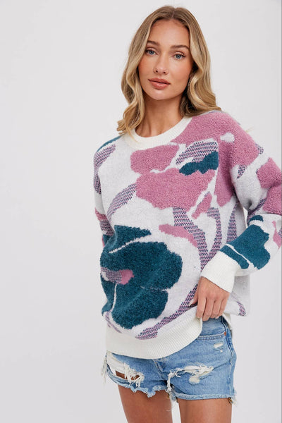 Boucle Floral Pullover