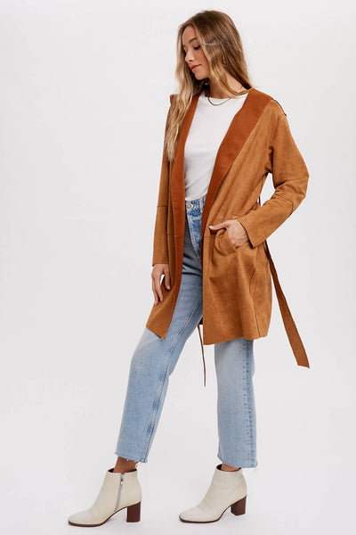 Suede-like Hooded Jacket in Coco