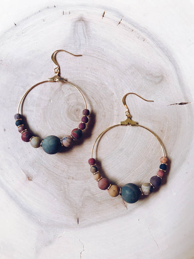 Missy Gemstone Hoop Collection: Bamboo Agate