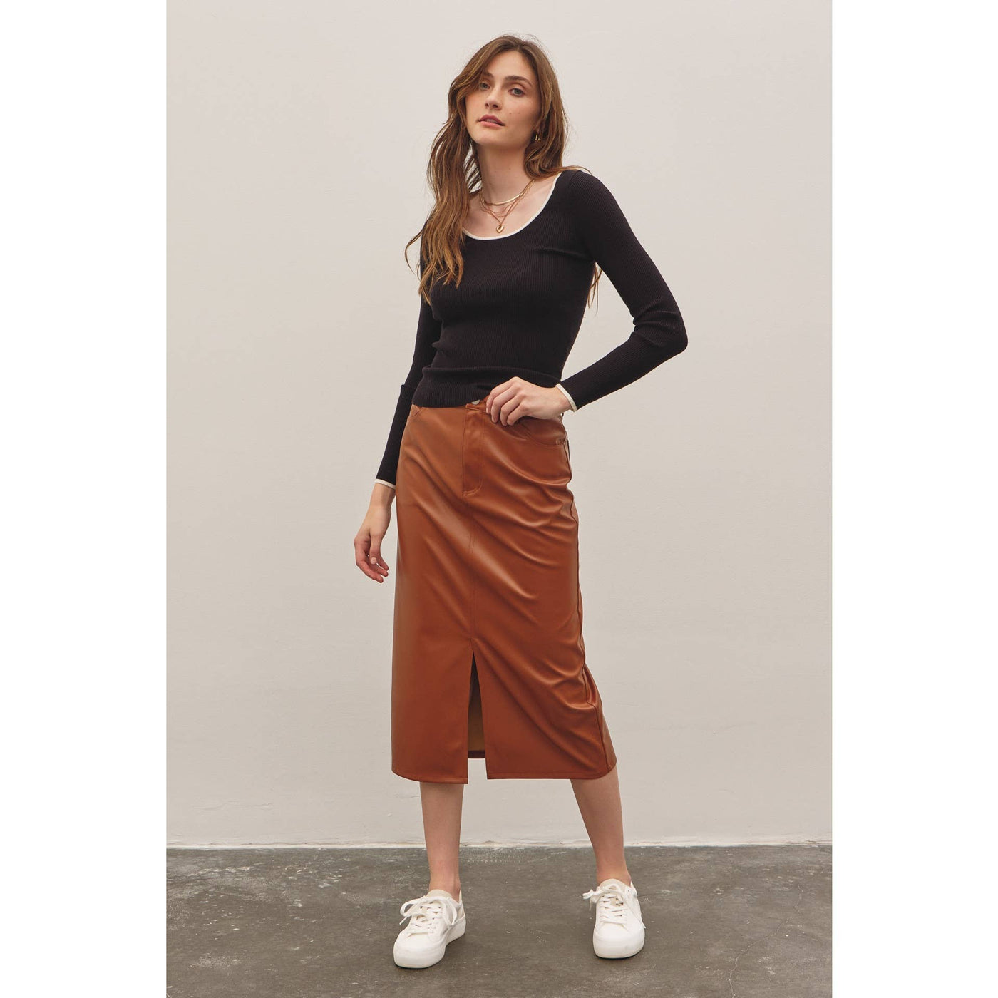 Stretch Leather Skirt