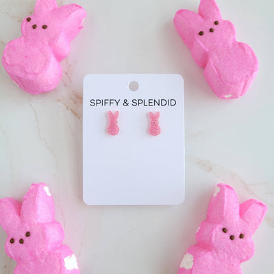 Glitter Bunny Studs - Pink