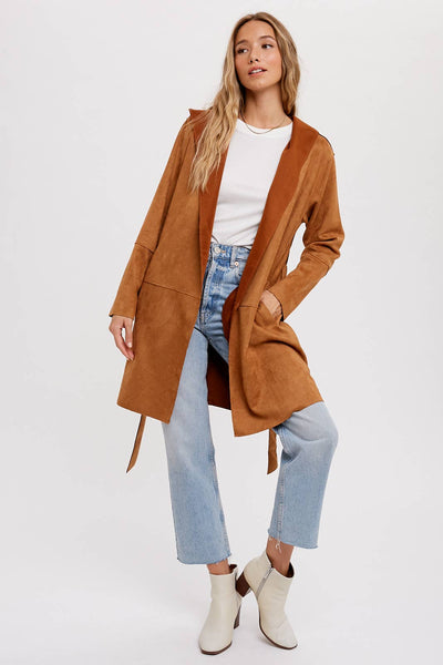 Suede-like Hooded Jacket in Coco