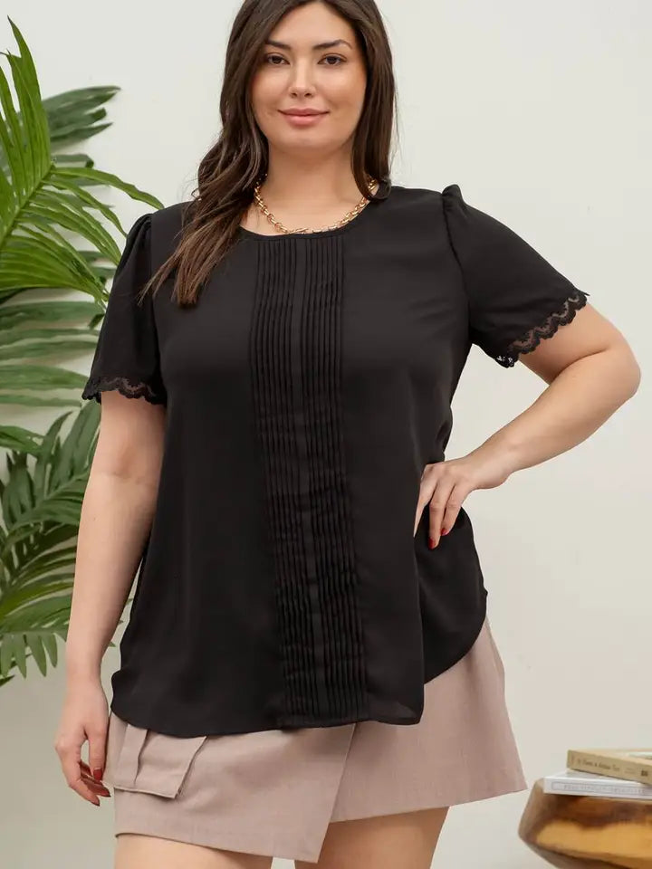 The Lace Sleeve Top-Curvy