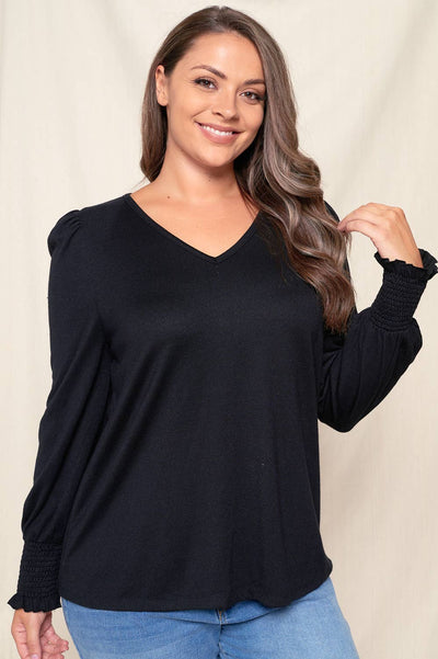 Puff Sleeve V-Neck