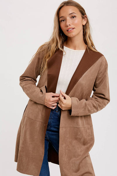 Suede-like Hooded Jacket in Coco