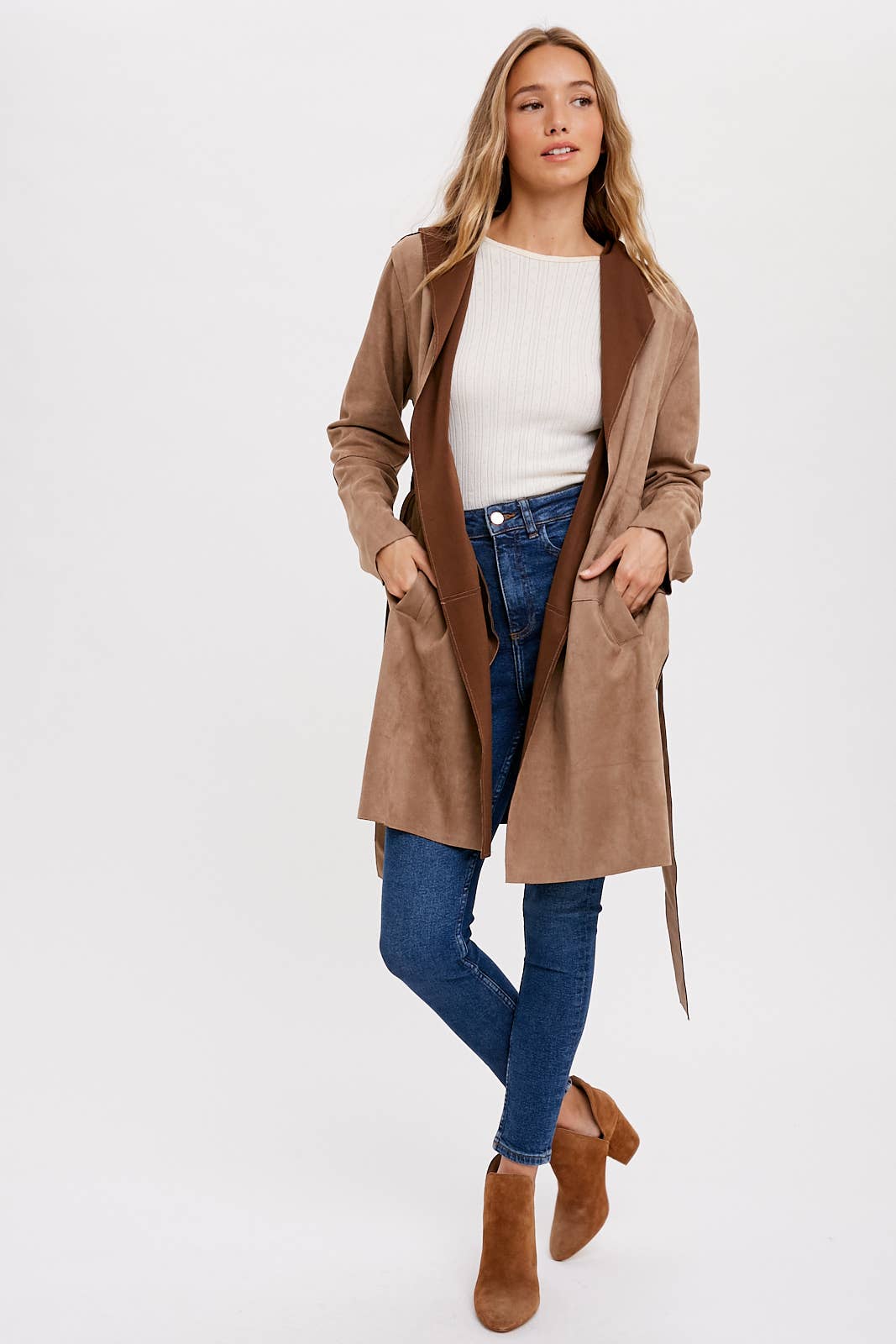 Suede-like Hooded Jacket in Coco