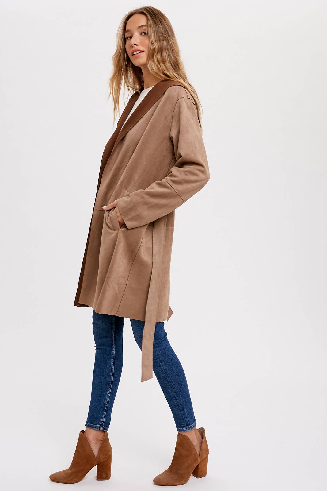 Suede-like Hooded Jacket in Coco