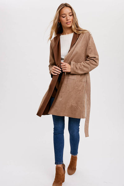 Suede-like Hooded Jacket in Coco