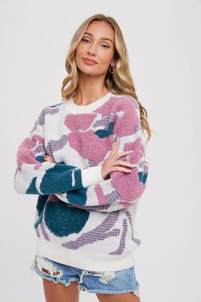 Boucle Floral Pullover