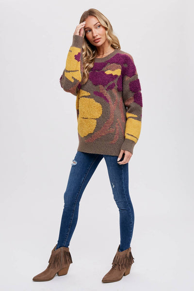 Boucle Floral Pullover